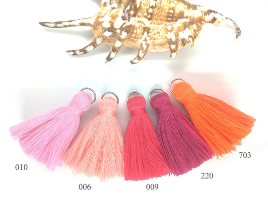 2 Inches Pink Red Cotton Tassels, Decorative Small 5cm Key Tassel Charm, Tiny Pink Tassels With Ring, Summer