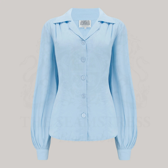 Poppy Blouse in Powder Blue By The Seamstress Of Bloomsbury | Authentic Vintage 1940S Style
