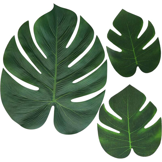 Pesce - 120 Pack Tropical Palm Leaves Plant Imitation Leaf-Hawaiian/Jungle Party Table Decorations