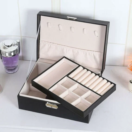 Leather Jewellery Box Organizer | in Various Colours White/ Pink/ Black Perfect For Gift Ideas For Travelling/ Storage
