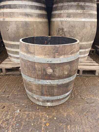 3/4 70cm Tall Oak Wine Barrel Garden Planter Whisky Reclaimed Olive Palm Tree Shrub Large Country Rustic