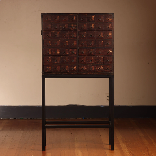 Antique Medicine Chest Edo Kusuri Tansu, On New Metal Stand | 21M-G200