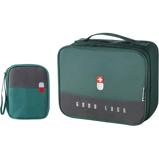 Perle Rare - 2 Pieces Family Medicine Box, Family First Aid Portable Medical Box, Portable First Aid Medical Emergency Bag, For Home Office Travel