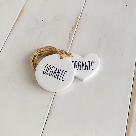 Organic Food Label | Soap Dispenser Tags Farmers Market Clay Sign Homegrown Garden Natural White Labels