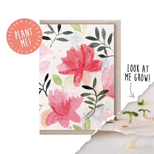 Plantable Seed Card Rose Watercolour