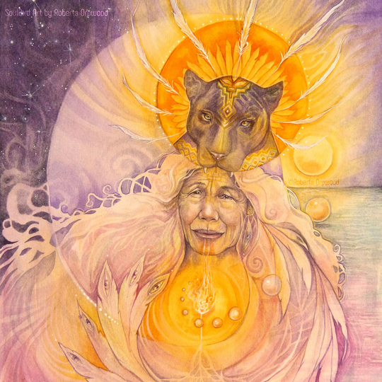 Grandmother Jaguar Spirit Animal Shamanic Medicine Art Print - A3