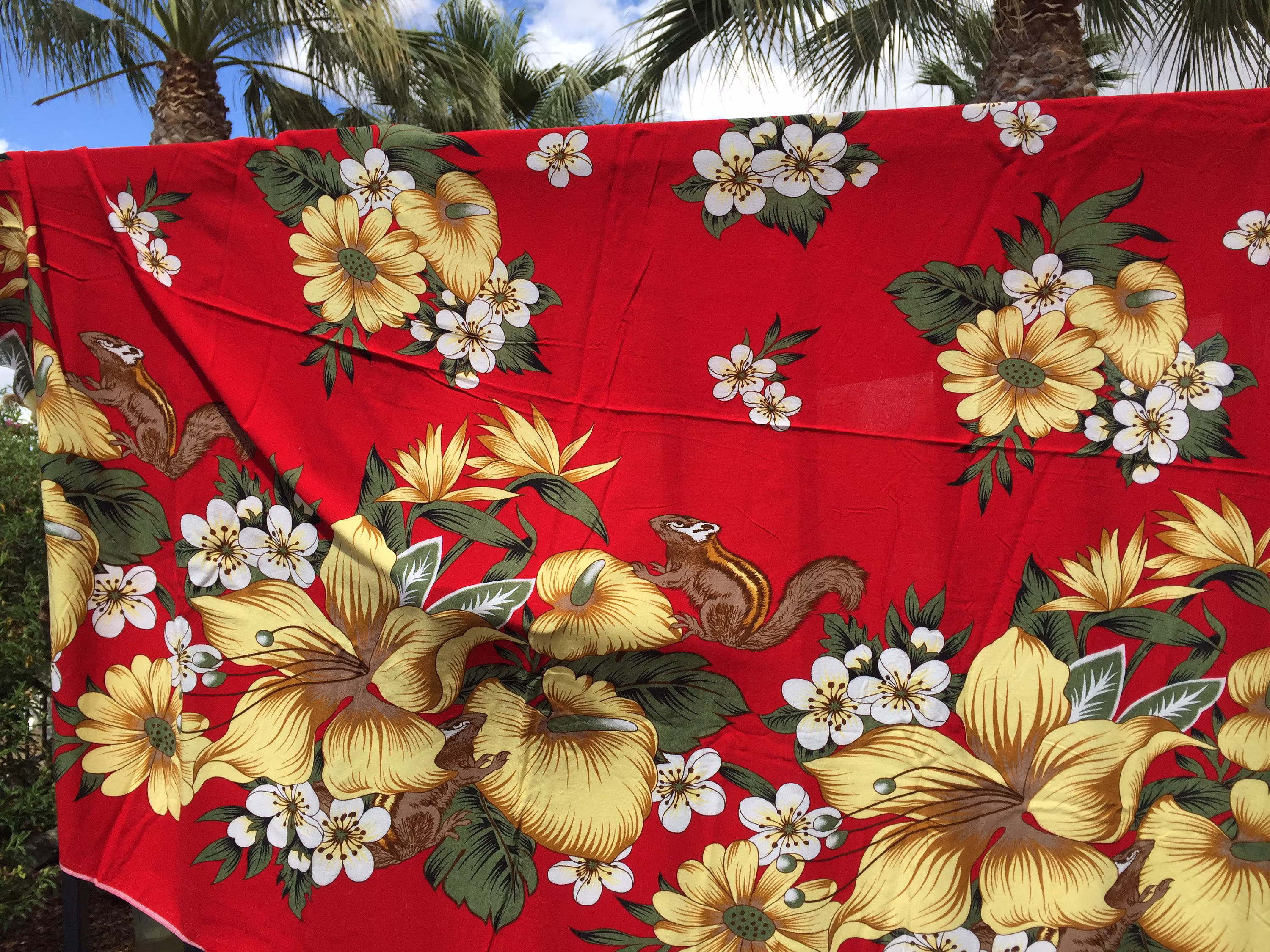 Hibiscus Scarf Wrap For Your Next Island Trip Or Pool Party, Softest Rayon With Tied Off Fringe Measures 52 X 40 Inches