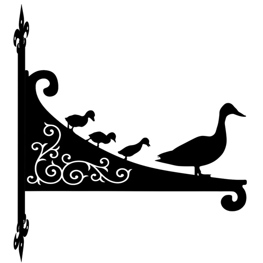 Duck & Ducklings Ornamental Scroll Hanging Bracket