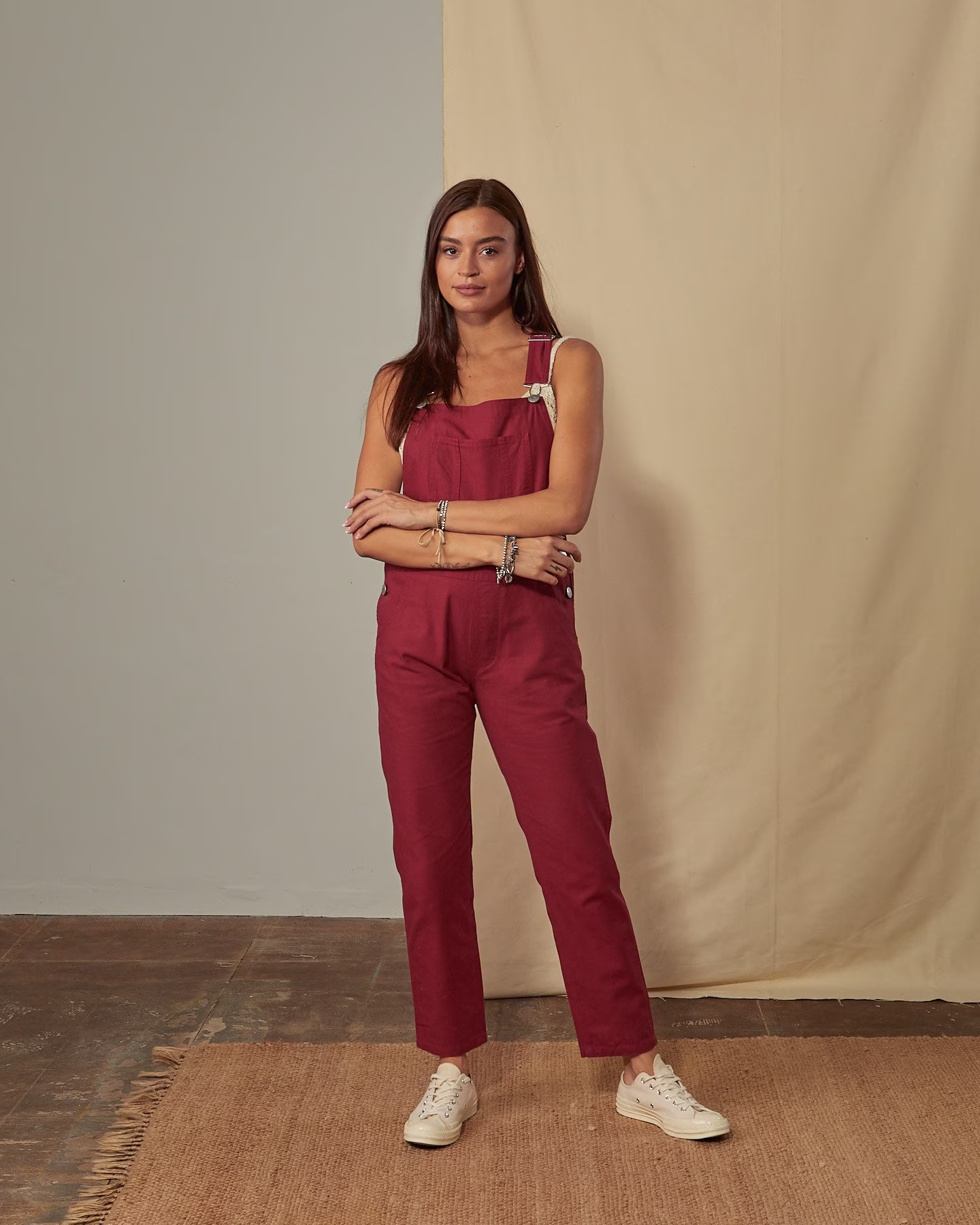 Harper Womens Organic Cotton Dungarees - Red