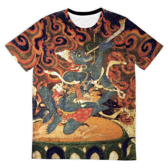 Brahmarupa Mahakala Tibetan Thangka Tantra | Buddha Dharma Protection & Wisdom Wrathful Deity Vajrayana Vintage T-Shirt