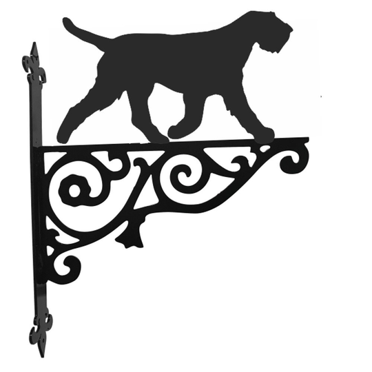 Italian Spinone Ornamental Hanging Bracket - Contemporary Basket Wall Mounted Decorative Garden Black