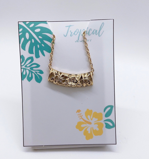Hawaiian Hibiscus Flower Bamboo Necklace
