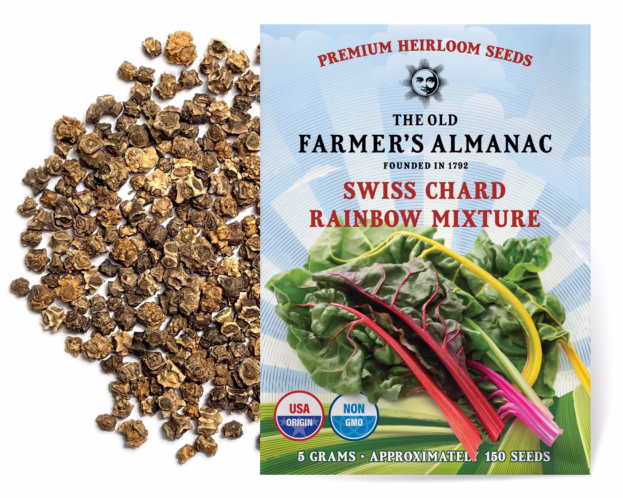 The Old Farmer's Almanac Swiss Chard Seeds | Rainbow Mixture