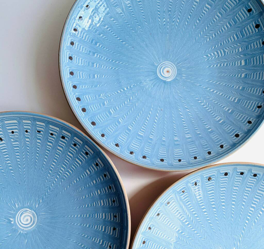 Handmade Freckled Powder Blue Platter