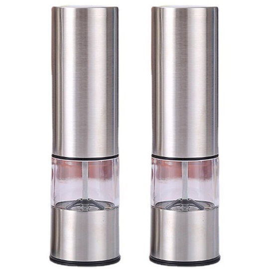Fvbjd - Salt and Pepper Mills Set Stainless Steel with Adjustable Ceramic Grinder 2 pieces 2pcs flat head
