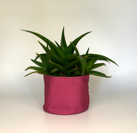 Eco Friendly Upcycled Pink Fabric Plant Pot Cover