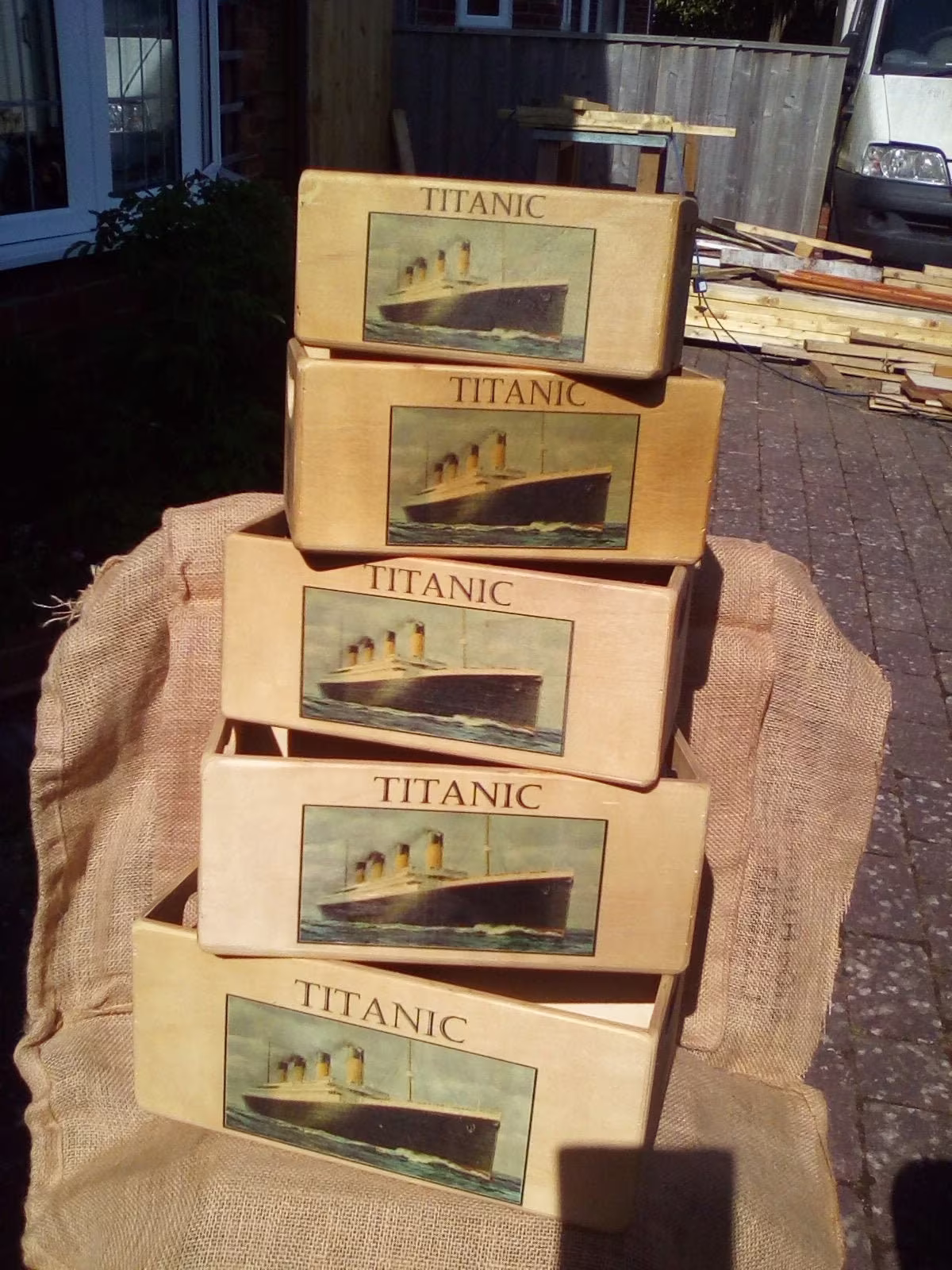 Fantastic Retro Style Wooden Titanic Themed Storage Boxes/Crates. Available in 5 Sizes. Makes A Great Gift Hamper For Christmas Or Birthday