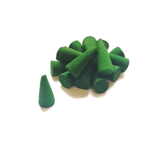 Tulsi Basil Incense Cones - 15 Cone Packet Calming Stress Reliever Smudging Gift Vegan & Vegetarian Friendly