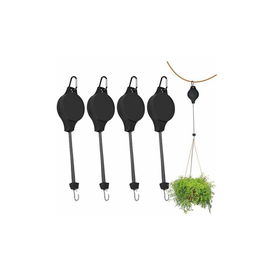 Pack Plant Rollers, Retractable Plant Hook Roller, Adjustable Plant Hangers for Hanging Flower Baskets