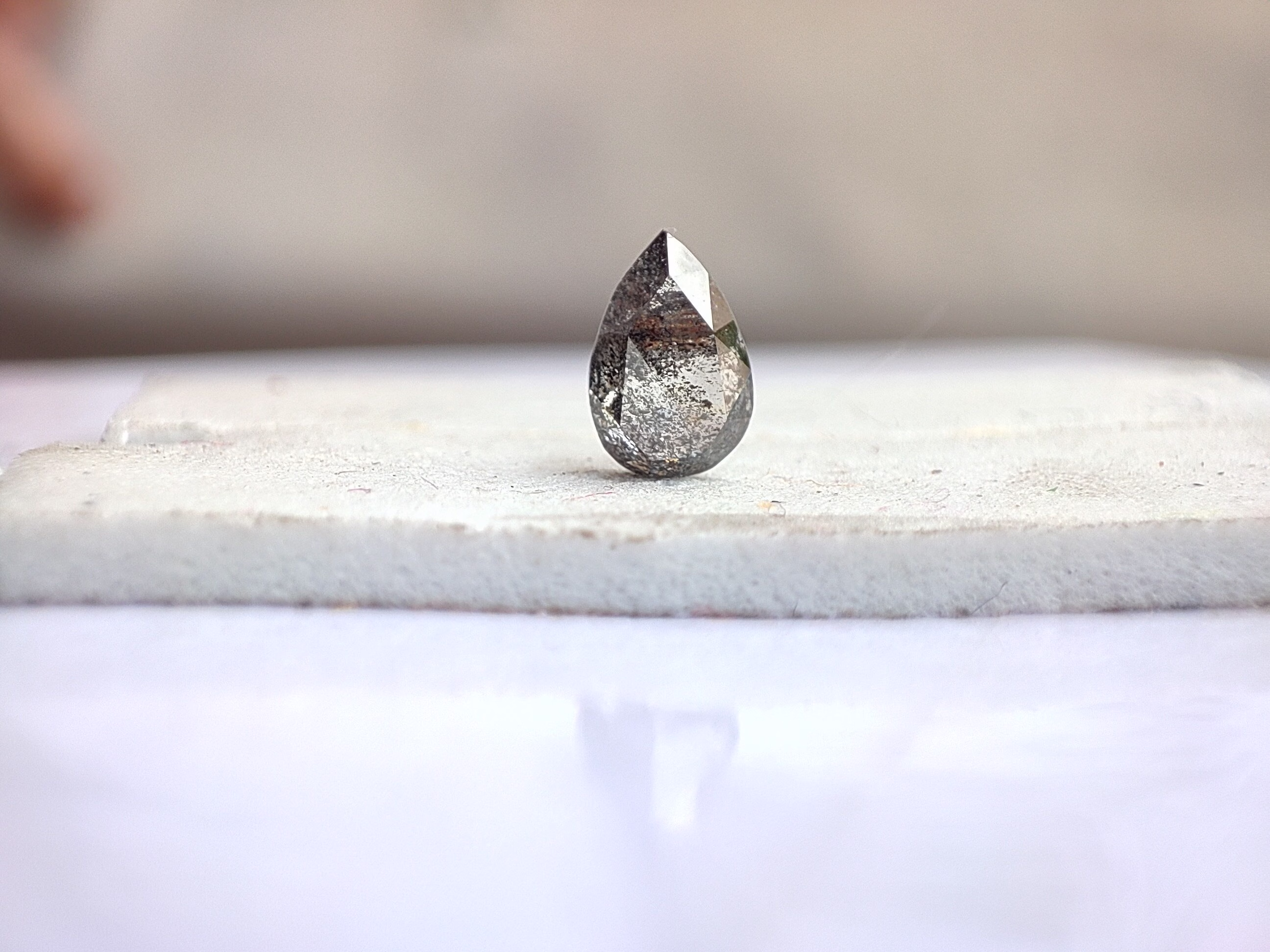 3.9x5.7 Mm Salt Pepper Diamond Rose Cut Pears Shape Gemstone Loose Jewelry Das6813 Dc
