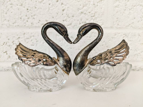 Vintage Italian Swan Salt & Pepper Or Other Serving Dishes | Open, Close Moving Wings