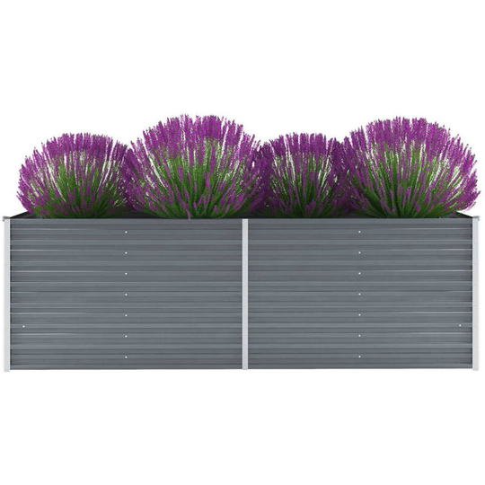 Garden Planter Galvanised Steel 240x80x77cm Grey