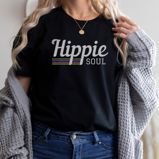Hippy Soul Retro Rainbow Spiritual T Shirt | Psychedelic Freedom Peace Yoga Meditation Plant Medicine Short Sleeve T-Shirt Tee
