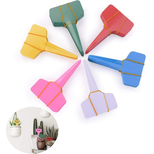 180Pcs T-Type Plastic Plant Labels 6 x 10cm Multicolor Waterproof Thick T-Tag for Garden Plants (Multicolor)