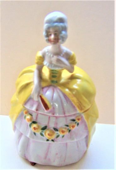 Art Deco Powder Bowl China Crinolin Lady