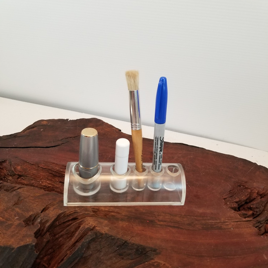 Vintage Acrylic Cosmetic Organizer, 5 Spot Make Up Brushes Compartments , Clear 5 Organizer