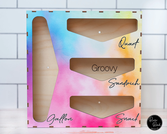 Sandwich Bag Organizer, Patterned Organization, Wooden Baggie Holder, Plastic Dispenser, Drawer