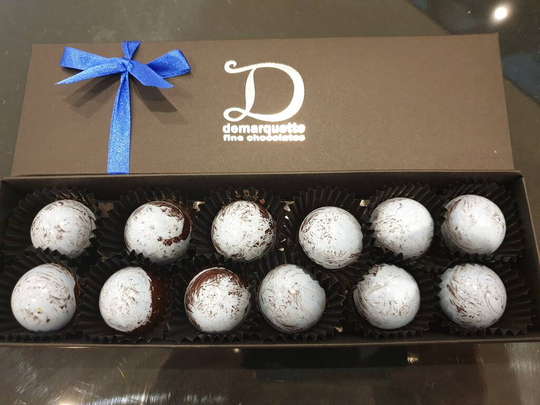 Dozen Hand Painted Dark Chocolate Salted Caramels