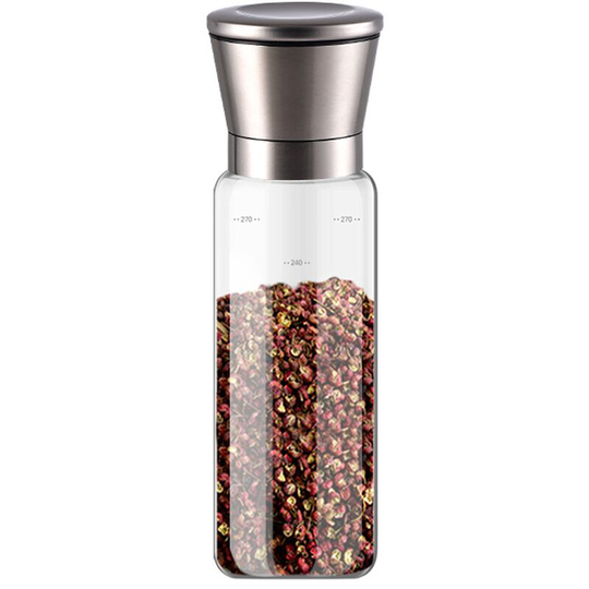Fvbjd - Salt and Pepper Grinder Refillable Stainless Steel Salt and Spice Shakers,Adjustable Glass Body New 300ml stainless steel cap