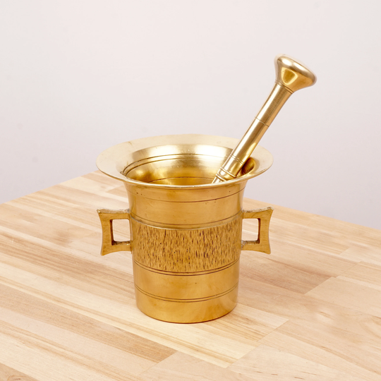 Antique Mortar & Pestle || Solid Brass