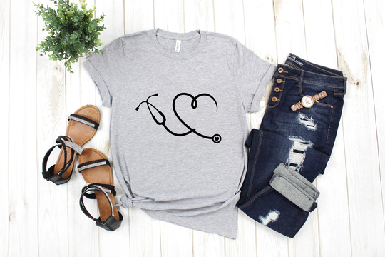 Heart Stethoscope T Shirt - Nursing School T-Shirt Medical Worker Tee Gift For Future Nurse Healtcare Workers Apparel Medicine