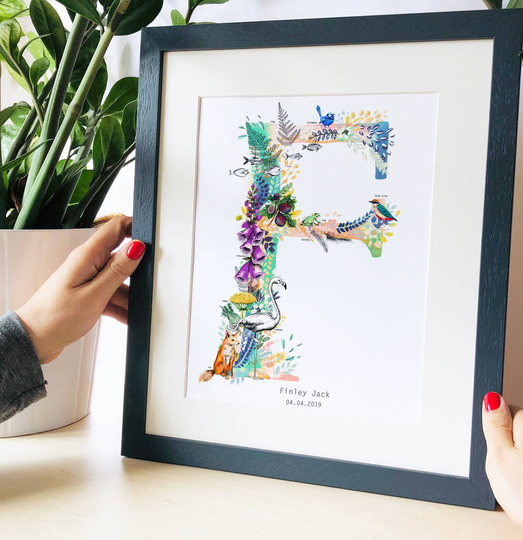Personalised A To I Pastel Wildlife Letter Print