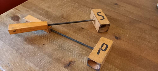 Vintage American Mid Century 50's Wood Bbq Salt & Pepper Shakers