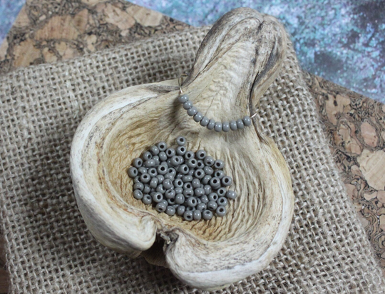 8/0 Opaque Gray Czech Glass Seed Bead | 10G | B0001, Beads, Size 8 Seed Glossy Gray Bead
