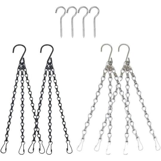 Monly - Basket Chain 4 Pieces Plant Hanger Metal Chain Chain Hook 58.5cm 2 Colors with 4 Pieces Hooks for Indoor and Outdoor Plants Hanging Flowers