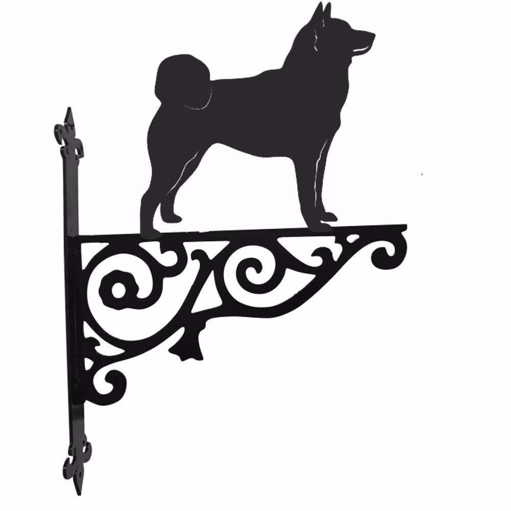 Shiba Inu Ornamental Hanging Bracket - Contemporary Basket Wall Mounted Decorative Garden Black
