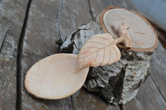 Hand Carved Spoon, Carved Organic Kitchen Utensils, Wood Carving Wooden Anniversary Gift Spoon