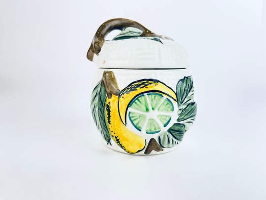 Vintage Ceramic Lemon Salt/Sugar Jar - Hand Painted Oal Made in Portugal