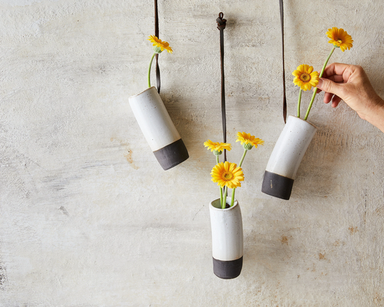 White & Black Hanging Planter, Simple Bud Vase Wall Decor