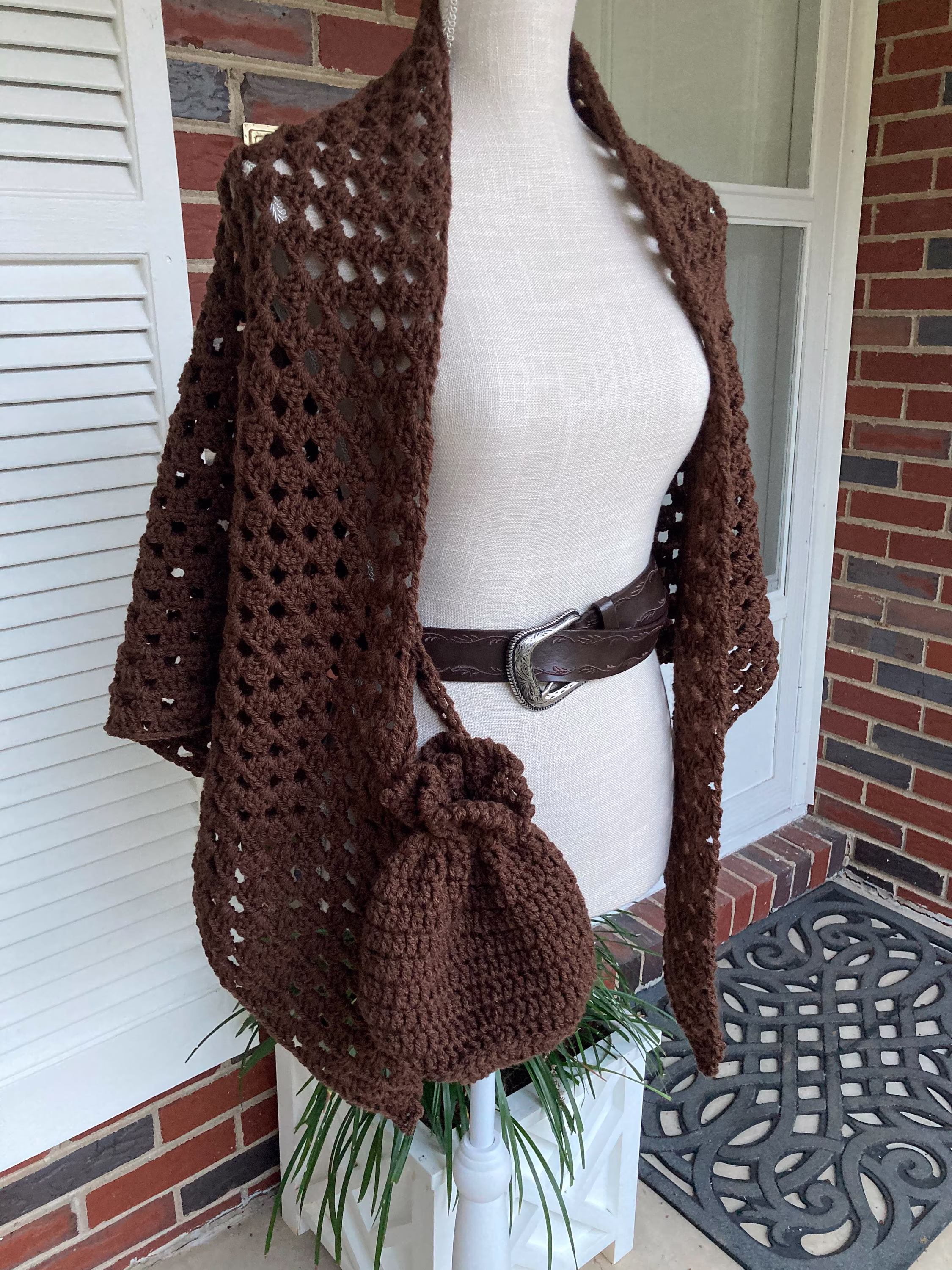 Pioneer Shawl, Prairie Shawl Bag Set, Dr. Quinn Shawl, Costume, Bag Belt Loop, Prairie, Trek Sontag, Wagon Train