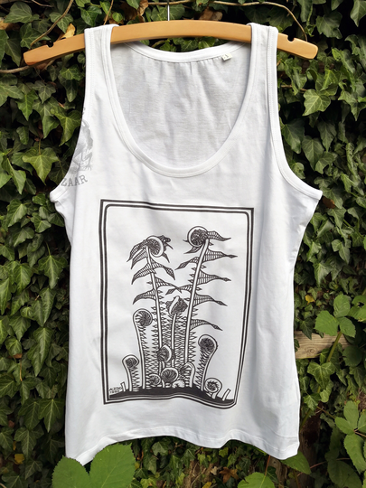 Ferns - Organic Ladies Tank Top, Vintage Style Botany T-Shirt, Art T-Shirt