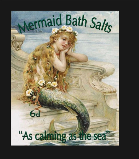 Vintage Mermaid Bath Salts Metal Sign, Kitchen Sign, Vintage Sign. Retro Wall Bathroom Sign