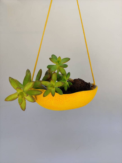 Ceramic Hanging Planter, Hanging Pot, Wall Planter Indoor, Melon Planter