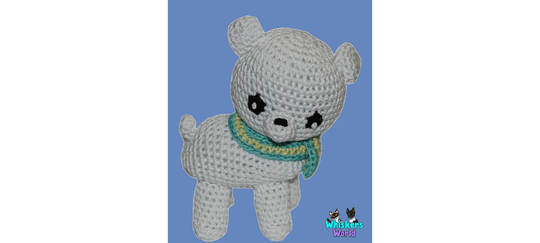 Polar Bear Organic Knit Dog Toy - Squeaker Plush Dog Toy Small Crochet Stuffed Handmade