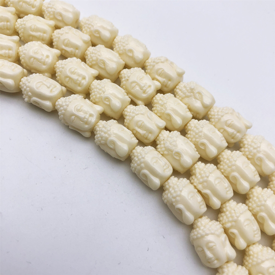 20Pcs White Coral Powder Buddha Beads , 15x12mm Head , Buddist Prayer Beads, Yoga , Spacer