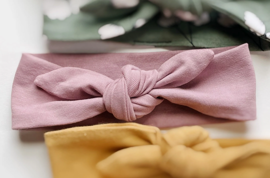 Lavender | Organic Cotton Knotted Bow Headband Jersey Baby Stretchy Girls |Top Knot